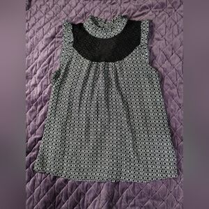 Lily White Monochrome Patterned Sleeveless Blouse Size S